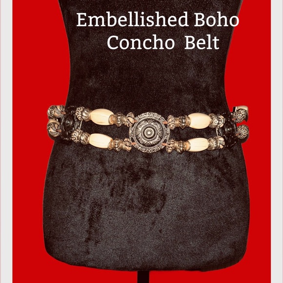 🪅🪅Embellished BOHO Concho & Bead Belt🪅🪅 - Picture 1 of 4